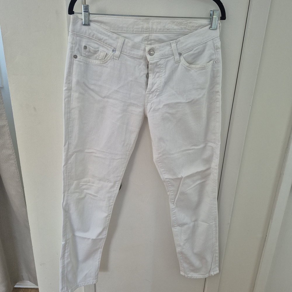 7 For All Mankind Women's White Skinny Jeans